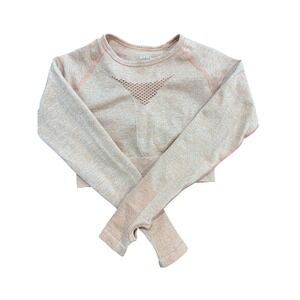 AYBL Motion Seamless Long Sleeve Crop Top Peach Marl XS Thumbholes Workout Gym